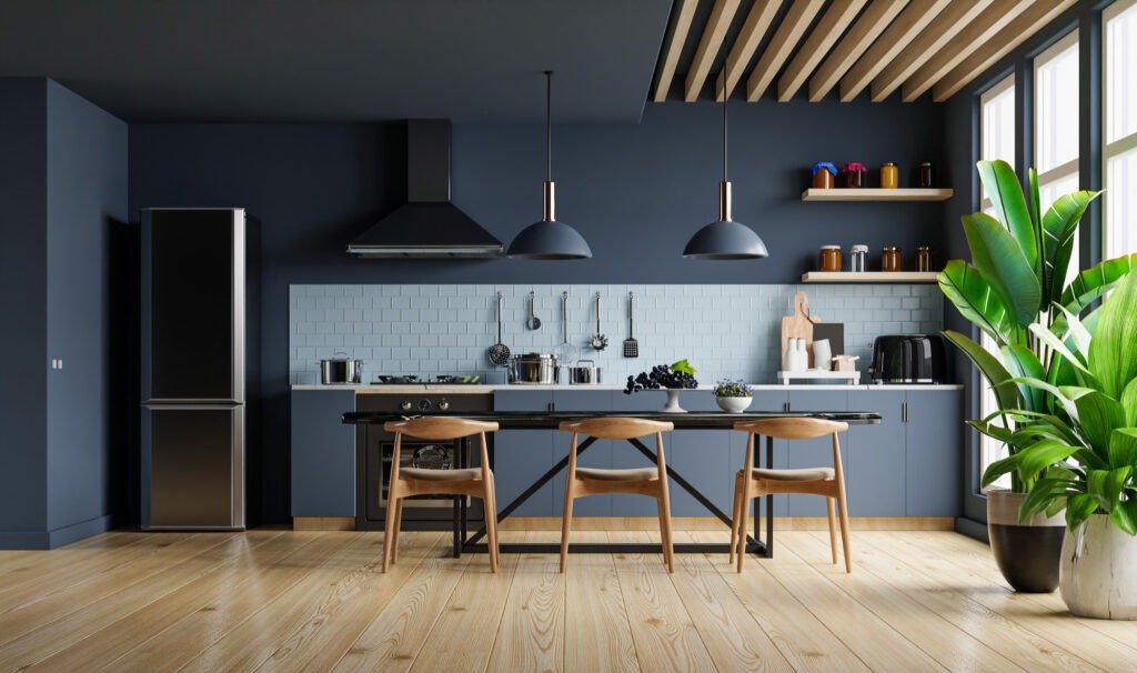 https://wehomeway.com/wp-content/uploads/2022/02/modern-style-kitchen-interior-design-with-dark-blue-wall-3d-rendering-1024x606.jpg